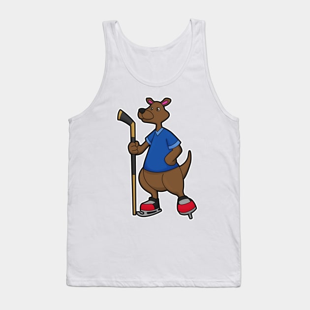 Kangaroo at Ice hockey with Ice hockey stick Tank Top by Markus Schnabel